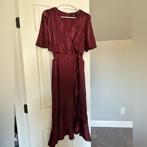 LuLu’s Wrapped up in Love Burgandy Dress